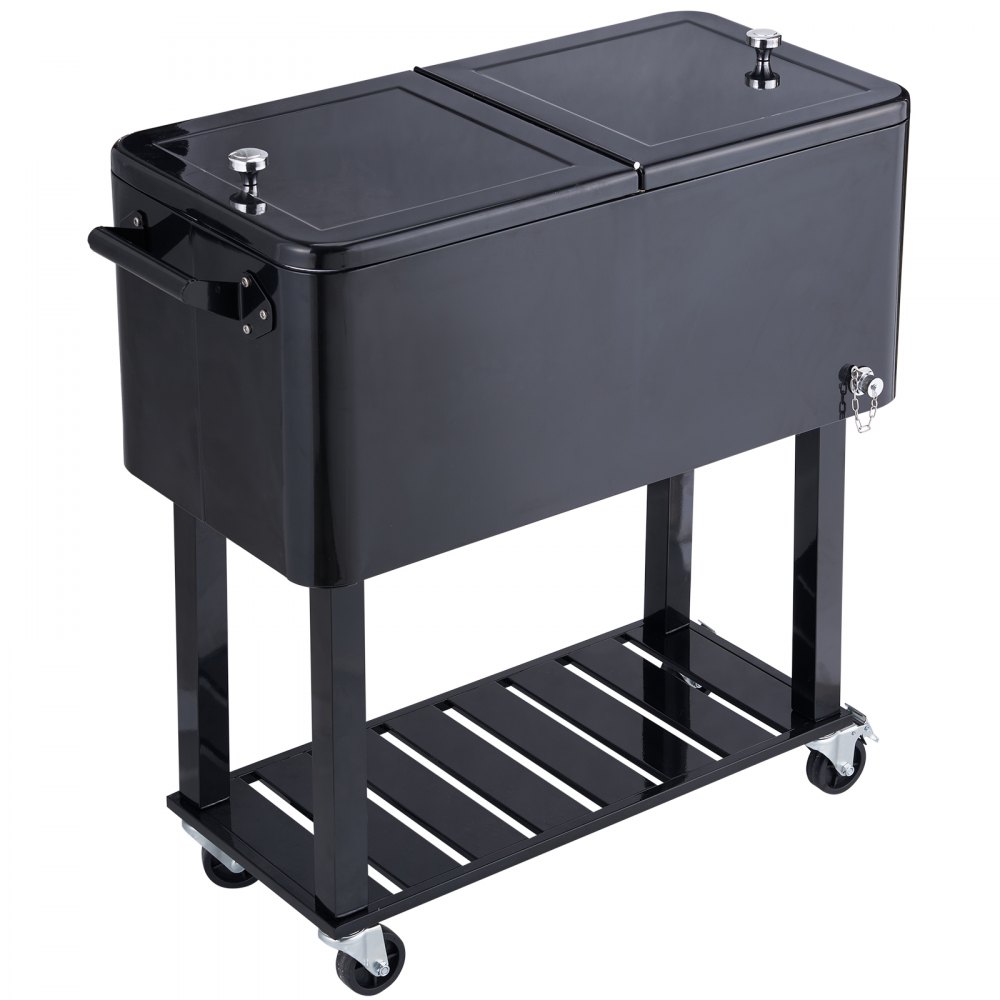 VEVOR Carrello Mobile Bar Mini Frigo per Bevande Carrello Isotermico Capienza 76 L Apribottiglie Scatola Raccoglie Tappi, Carrello per Bevande Contenitore per Ghiaccio Portabirre da Esterno per Feste