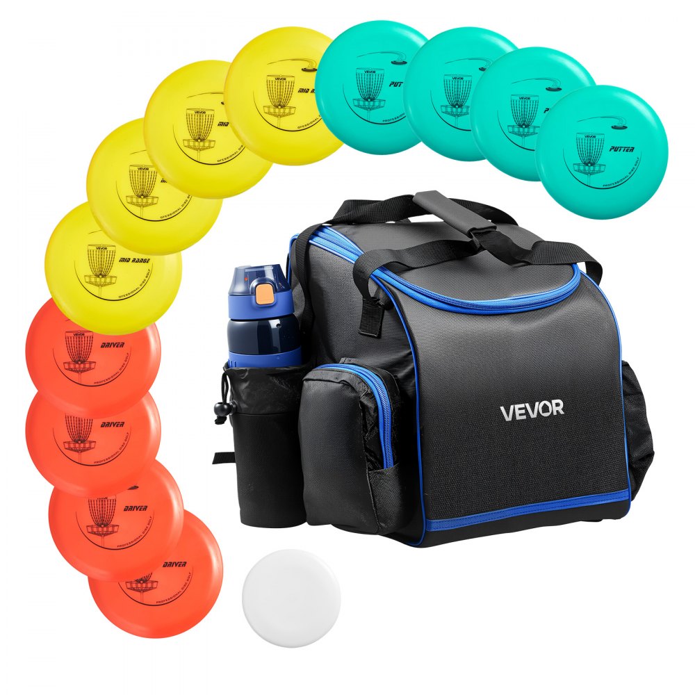 VEVOR Set da Golf a Dischi 12 + 1 pezzi per Principianti, Set Iniziale di Dischi da Golf per Adulti con Putter, Mid-range, Driver, Mini Marcatore, Zaino Portatile, per Giardino, Prato, Spiaggia