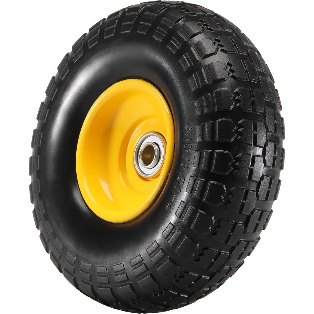 VEVOR Full PU Wheels with RunFlat Tires, 10 Inch, 2-Pack, 400 lbs Dynamic Load, 450 lbs Static Load, Tubeless Tires and Wheels for Hand Trucks, Utility Carts, Dollies, Garden Trailers