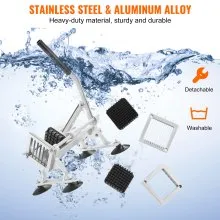 VEVOR Tagliaverdure Commerciale, Affettatrice Frutta 1/4"+3/8"+1/2", Tagliaverdure in Acciaio Inox Lega di Alluminio, Affettatrice Manuale con Piedini Antiscivolo, per Cipolle, Patate