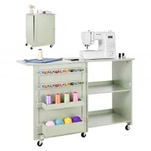 VEVOR Tavolo da Cucito Pieghevole Tavolo Multiuso per Macchina da Cucire Serratura per Porta Postazione Carico18,7 kg per Lavori Artigianali e Scrivania Laterale per la Casa, Verde Chiaro