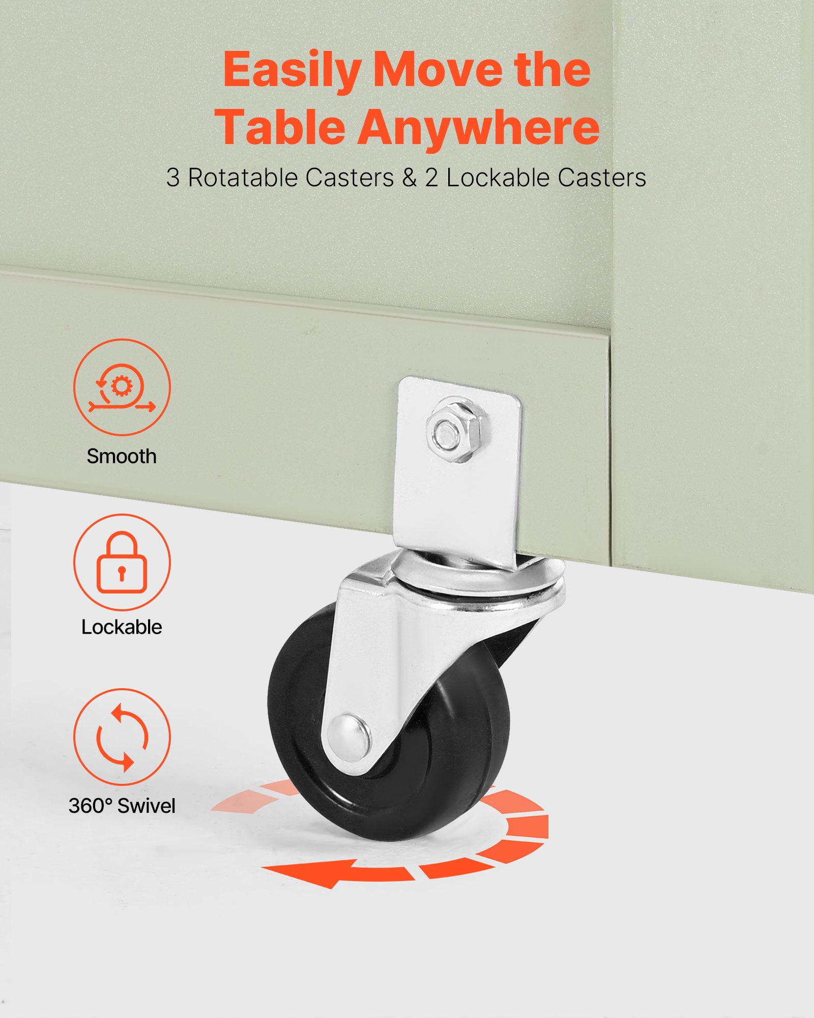 VEVOR Tavolo da Cucito Pieghevole Tavolo Multiuso per Macchina da Cucire Serratura per Porta Postazione Carico18,7 kg per Lavori Artigianali e Scrivania Laterale per la Casa, Verde Chiaro