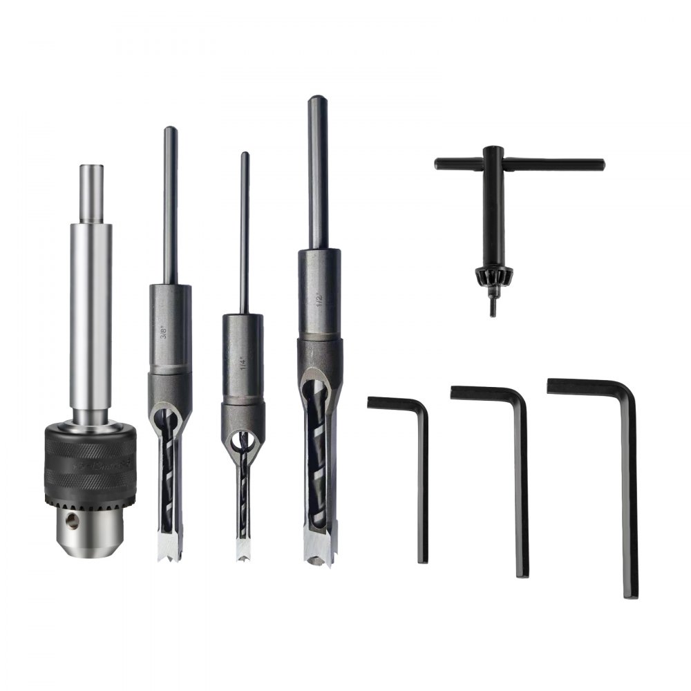 VEVOR Macchina Mortasatrice per Lavorazione del Legno 1/2 HP 1700giri/min con Capacità Scalpello 6 - 12 mm Macchina per Mortasare da Banco per Fori Rotondi Quadrati di Legno, Mortasatrice Scalpello