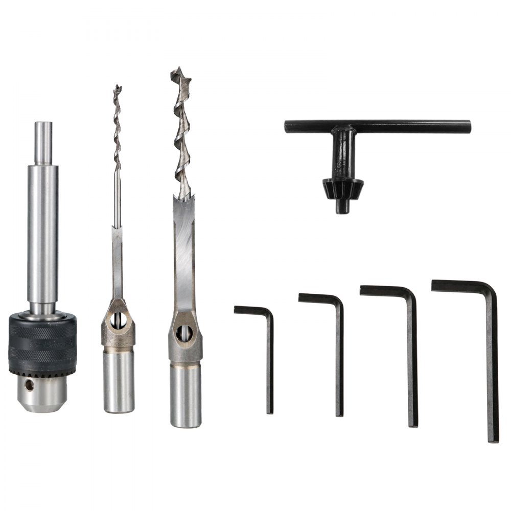 VEVOR Macchina Mortasare Lavorazione del Legno, Mortasatrice Scalpello da 750 W Velocità 2800 giri/min, Mortasatrice Cava con Set di Punte per Scalpello, Mortasatrice per Fori Rotondi Quadrati Legno