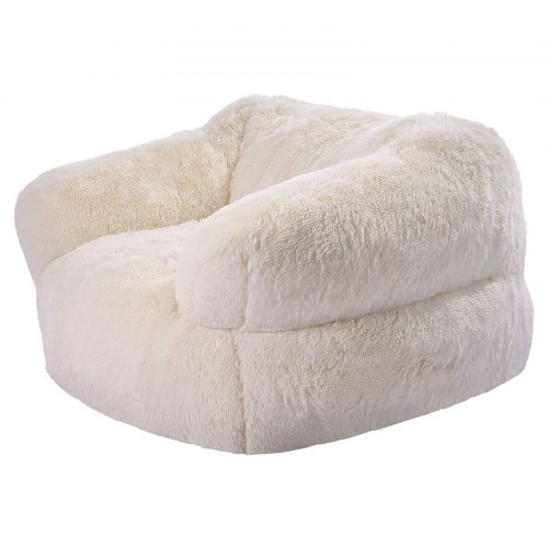 Hobestluk Poltrona A Sacco Gigante 1,8m - Rivestimento In Peluche Bianco A Zig Zag, Riempita In Memory Foam, Con Tasca E Maniglia - Per Soggiorno E Camera - 4