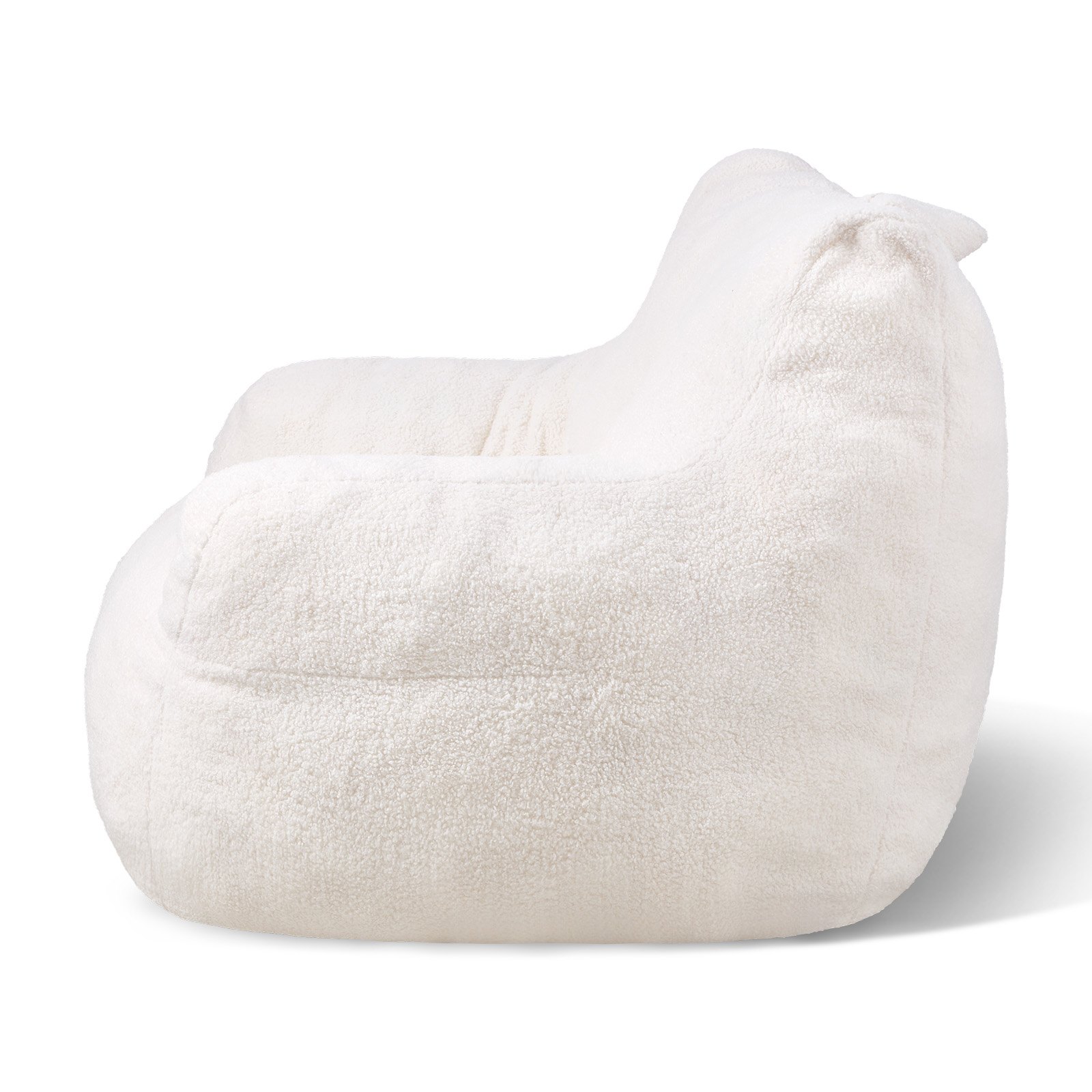 VEVOR Bean Bag Seat Cushion (920 x 900 x 685 mm) with Armrests & Storage Bag, Filled with 25D Memory Foam with Soft Teddy Velvet Cover, Bean Bag for Bedroom Playroom, White