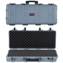 VEVOR Custodia Rigida per Fucile Dimensioni Esterni 978x420x173mm, Custodia per Fucile Lungo, 4 Strati di Schiuma Pretagliata, Scatola per Armi IP67 Impermeabile Antipolvere, Grigio