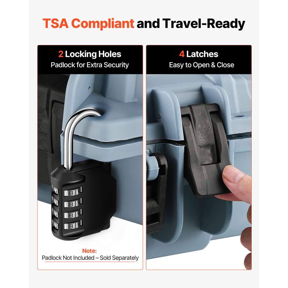 VEVOR Custodia Rigida per Fucile Dimensioni Esterni 1089x392x155 mm, Custodia per Fucile Lungo a Rotelle, Scatola per Armi Pistole IP67 Impermeabile Antipolvere, Grigio