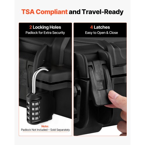 Custodia Rigida Per Fucile VEVOR - Impermeabile IP67, Con Rotelle, Conforme TSA, Ideale Per Viaggi E Trasporto Sicuro