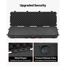 VEVOR Custodia Rigida per Fucile Lunghezza Interna 128 cm, Custodia Rigida per Armi Fucili Pistole Schiuma XPE Rimovibile Scatola per Armi Pistole IP67 Impermeabile Antipolvere con Ruote, Nero