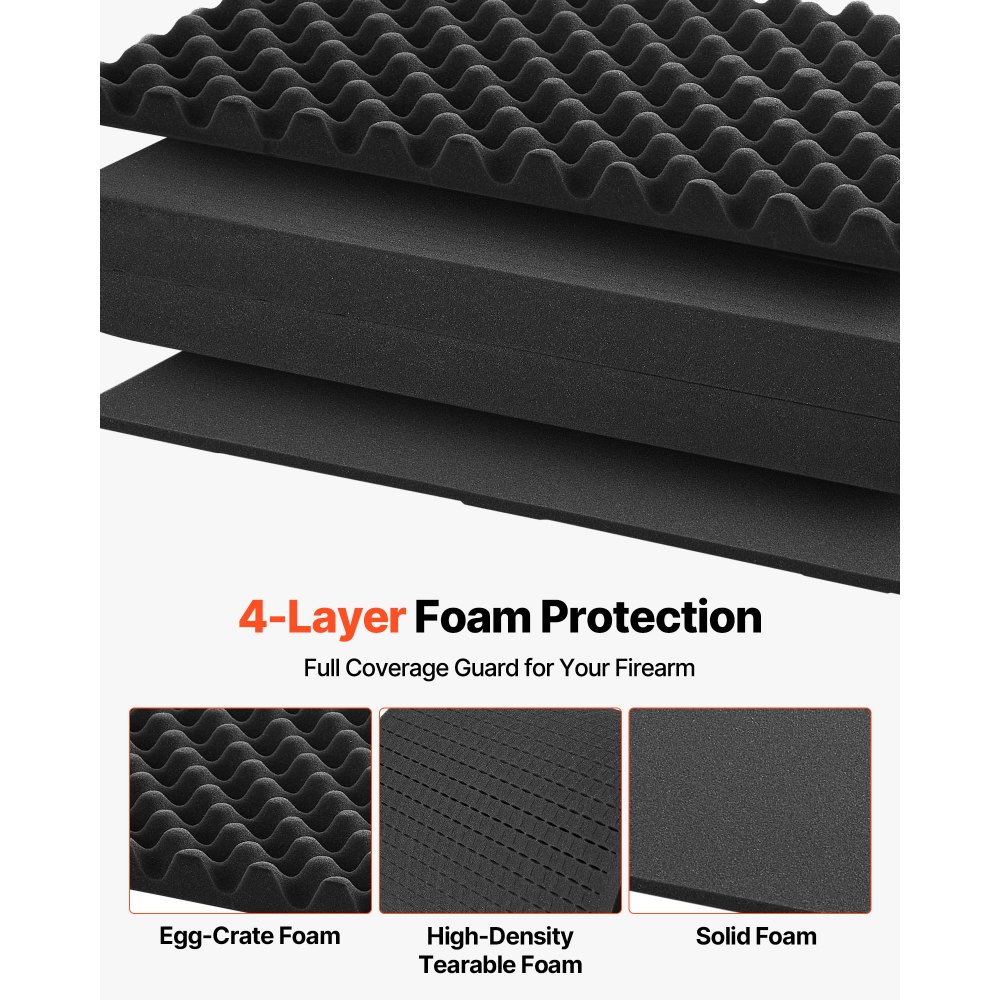 VEVOR Custodia Rigida per Fucile Dimensioni Esterni 139,1 x 43,5 x 18,8 cm, Custodia per Fucile Lungo, Schiuma Pretagliate, Scatola per Armi Pistole IP67 Impermeabile Antipolvere, Colore Nero