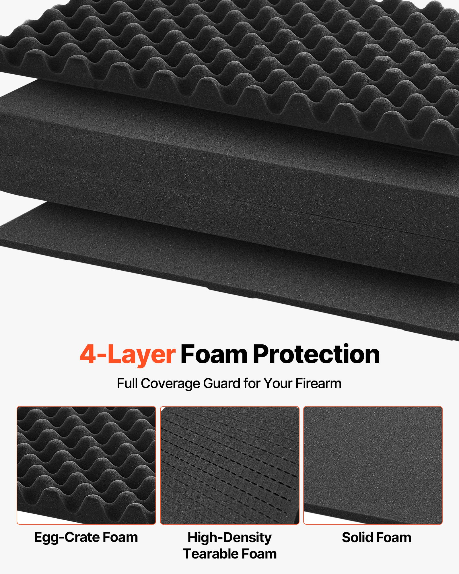 VEVOR Custodia Rigida per Fucile Dimensioni Esterni 139,1 x 43,5 x 18,8 cm, Custodia per Fucile Lungo, Schiuma Pretagliate, Scatola per Armi Pistole IP67 Impermeabile Antipolvere, Colore Nero