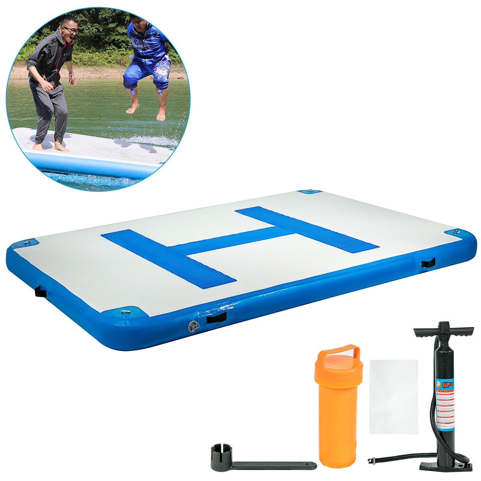 Vevor 3x2x0,15m Isola Galleggiante Gonfiabile Materassino Gonfiabile 5-6 Persone