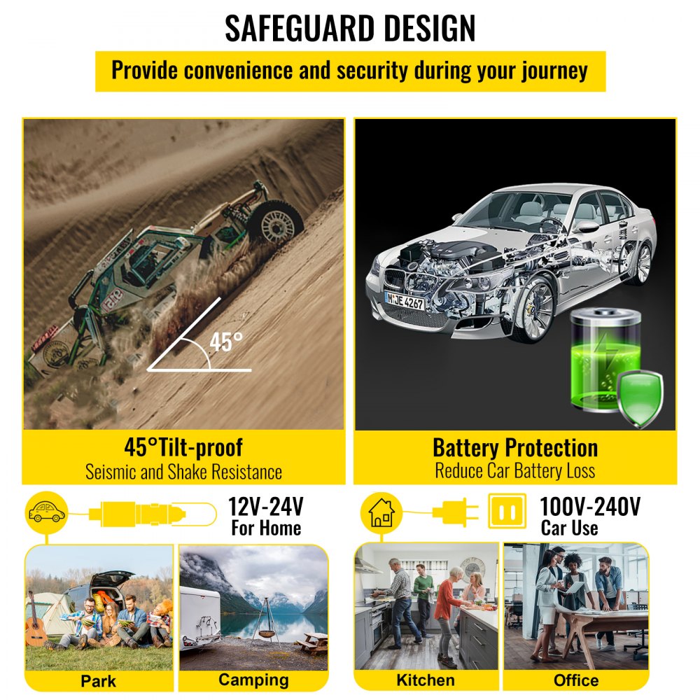 VEVOR Frigorifero per Auto 25L Frigo Elettrico da Viaggio da 60W a Doppia Zona con Controllo di l'APP, Uso per Camper, Campeggi, Barche, Campeggio, Pesca, Viaggi su Strada e Altre Attività all'Aperto