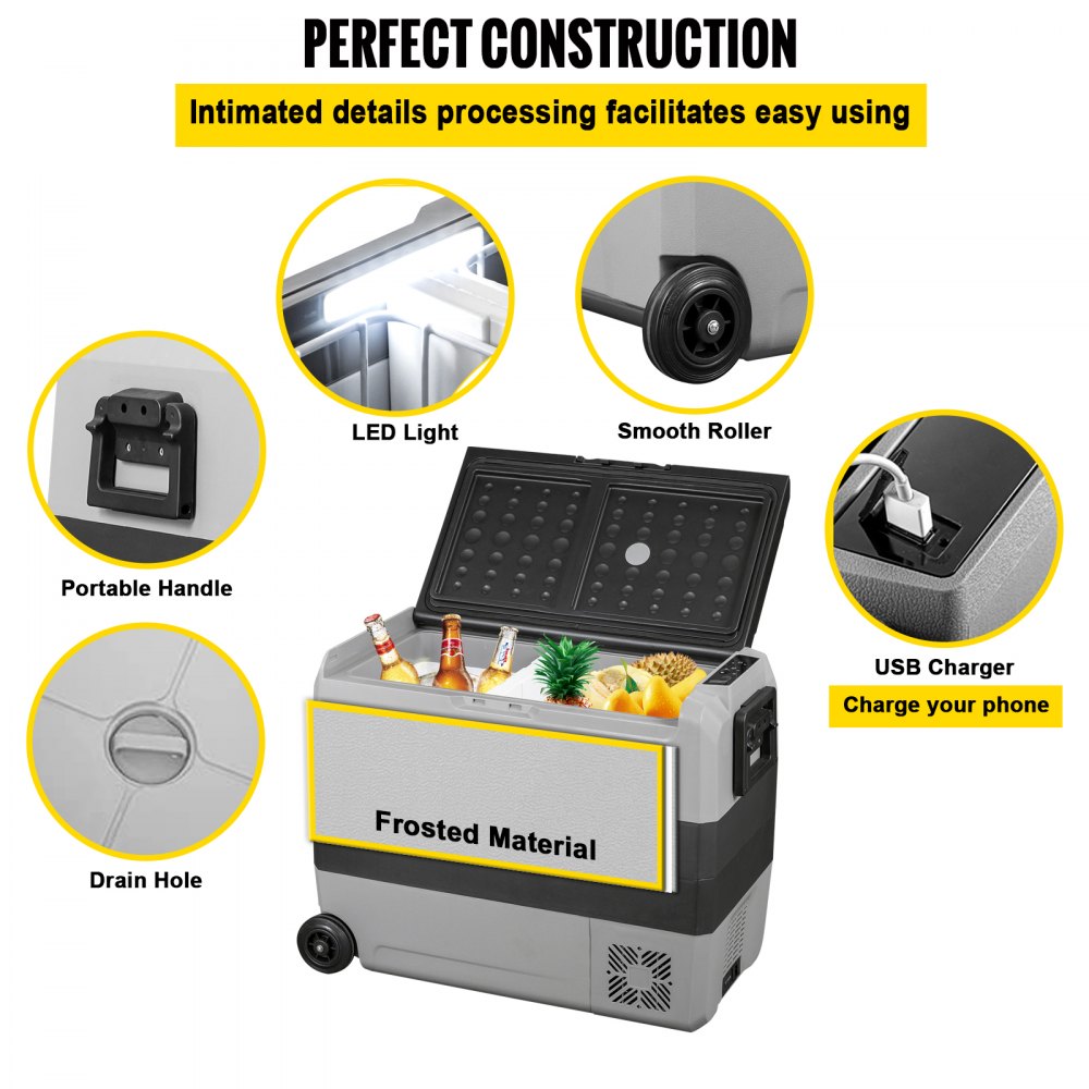 VEVOR Frigorifero per Auto Congelatore Portatile frigo portatile elettrico 60L 80W da Viaggio a Zona Doppia con Controllo App per Viaggi in Camper