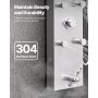 VEVOR Pannello Doccia con Sistema a Torre con Soffione a Pioggia, LED, Colonna Doccia in Acciaio Inox Spazzolato 1240 mm Rubinetto a 4 Funzioni, con 6 Getti Corporei, Doccetta e Beccuccio per Vasca