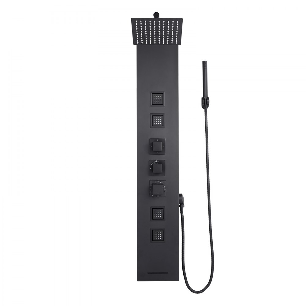 VEVOR Pannello Doccia con Sistema a Torre con Soffione a Pioggia, Colonna Doccia in Acciaio Inox Spazzolato 1240 mm Rubinetto a 4 Funzioni, con 4 Getti Corporei, Doccetta e Beccuccio per Vasca