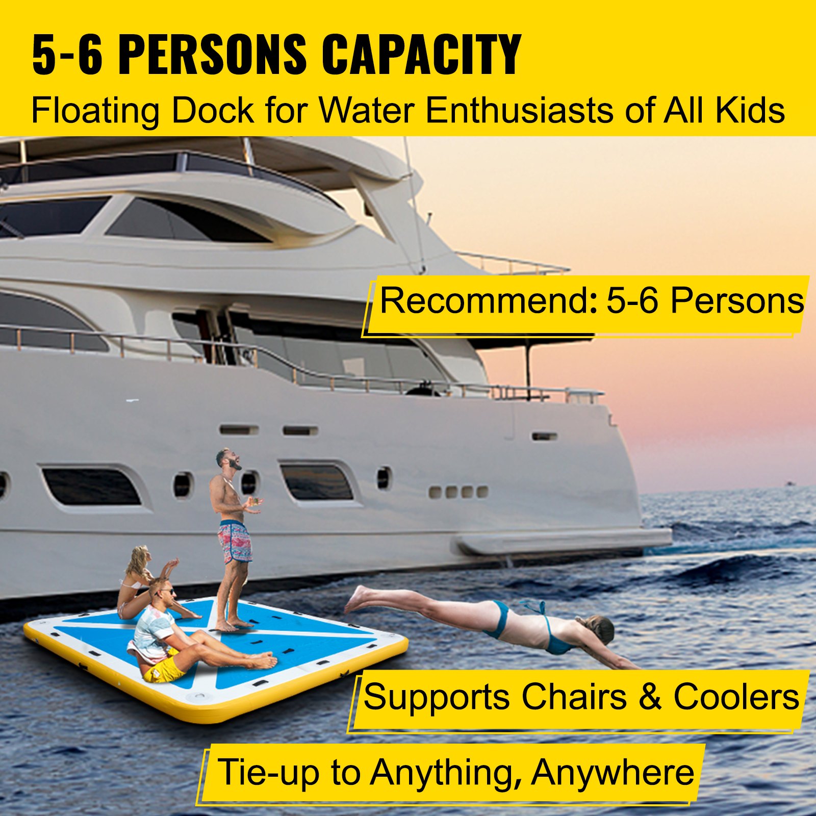 Vevor Piscina Gonfiabile Materasso Piattaforma 250x250x15cm Isolagonfiabile Dock