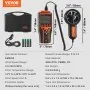 VEVOR Anemometro Portatile da -10-60℃ Misuratore di Velocità del Vento Anemometro Digitale con Valigetta, Misuratore di Velocità del Vento con Display Retroilluminato LED Portatile, Anemometro Vento