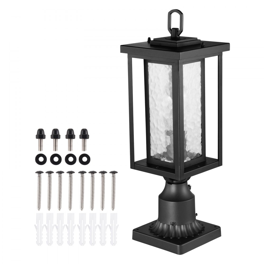VEVOR 2-Pack Dusk-to-Dawn Outdoor Post Lights, 450 mm, Waterproof Lantern Post Lights with 3.5-Inch Glass Shade on Column Mount, Lightning-Proof Outdoor Pole Column Light for Patios and Garden Paths