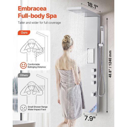 Soffione Doccia A Mano Ad Alta Pressione In Acciaio Inox 304 - Anticalcare, 9x3.1x0.7 Pollici, Argento, Facile Installazione