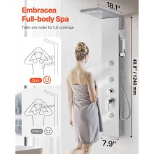 VEVOR Pannello Doccia Sistema a Torre, con Soffione Doccia a Pioggia, 1345 mm Colonna in Acciaio Inox, Sistema Massaggio a Parete, con Doccetta, Beccuccio per Vasca, 3 Getti Corporei