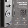 VEVOR Sistema Pannello Doccia, 6 Modalità Doccia, LED e Display Pannello Doccia Torre, Pioggia, Cascata, Bocca per Vasca, Soffione Doccia a Mano, Tubo da 150 cm, Set Doccia a Parete in Acciaio Inox
