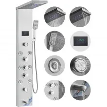 VEVOR Pannello Doccia Sistema a Torre 6 Modalità Idroelettricità LED Acciaio Inossidabile