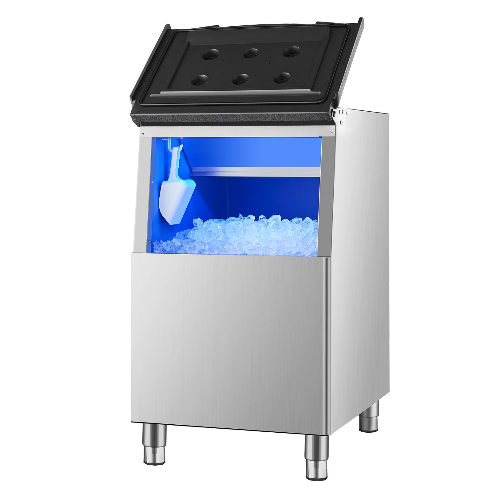 VEVOR Storage Container for Commercial Ice Cube Makers, Ice Container with 113.4 kg Capacity, Ice Storage Container with Filter & Non-Slip Rubber Feet, for Restaurants, Hotels, and Beverage Shops