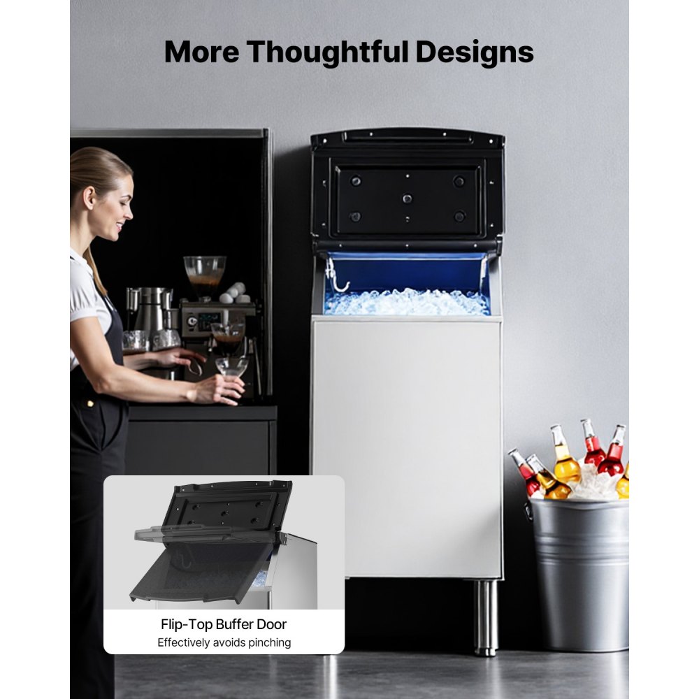 VEVOR Commercial Ice Maker Storage Bin, 136 KG Capacity Ice-Bin, Stainless Steel Commercial Ice Storage Bin with Adjustable Anti-slip Rubber Feet, Suitable for Restaurant Hotel and Beverage Shops