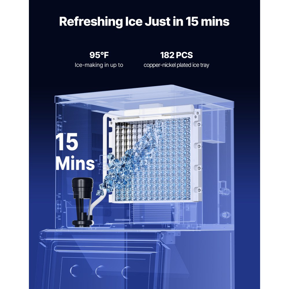 VEVOR Ice Machine Head for Commercial Ice Makers (Head Only) 204 kg/day, Stainless Steel + PE Plastic Head, Ice Maker Head with Smart Control Panel & One-Touch Cleaning