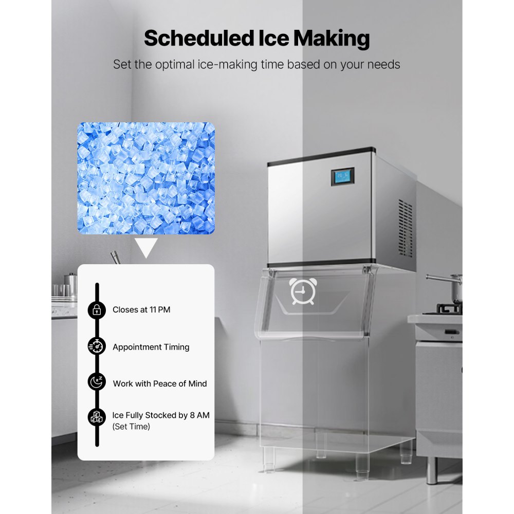 VEVOR Ice Maker Head for Commercial Ice Makers (Head Only) 227 kg/day, Stainless Steel Head + SGCC Ice Maker Head with Smart Control Panel & One-Touch Cleaning