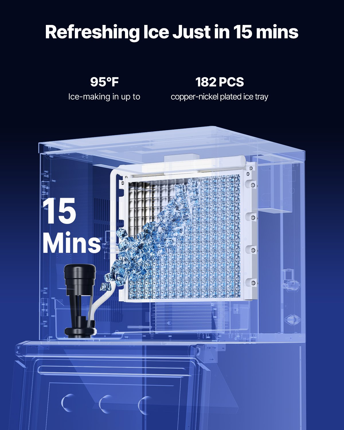 VEVOR Ice Maker Head for Commercial Ice Makers (Head Only) 227 kg/day, Stainless Steel Head + SGCC Ice Maker Head with Smart Control Panel & One-Touch Cleaning