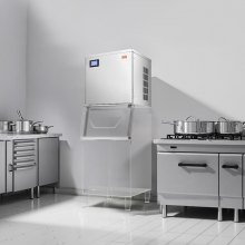 VEVOR Macchina per Ghiaccio Commerciale in Acciaio Inox 565 x 560 mm, Autopulente e Produzione Ghiaccio, Macchina per Cubetti di Ghiaccio Modulare per Ristoranti Solo Testa 249,5 kg / Giorno