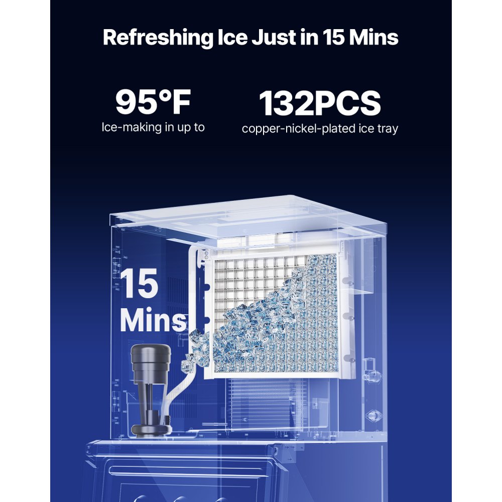 VEVOR Commercial Ice Maker Machine - Head, 136 kg/Day Stainless Steel Ice Machine with Scheduled Ice-Making, Self-Cleaning, Adjustable Thickness, Ideal for Restaurant Bar Cafe Hotel - Head Only