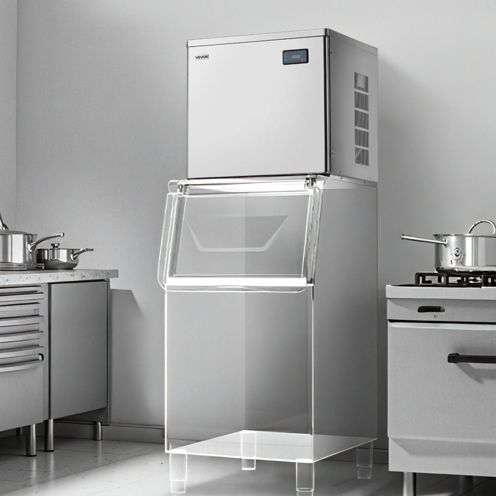 VEVOR Testa per Macchine per Cubetti di Ghiaccio Commerciali, in Acciaio Inox da 204 kg con Pannello di Controllo Intelligente, Autopulente, Spessore Regolabile, per Ristoranti, Bar, Solo Testa