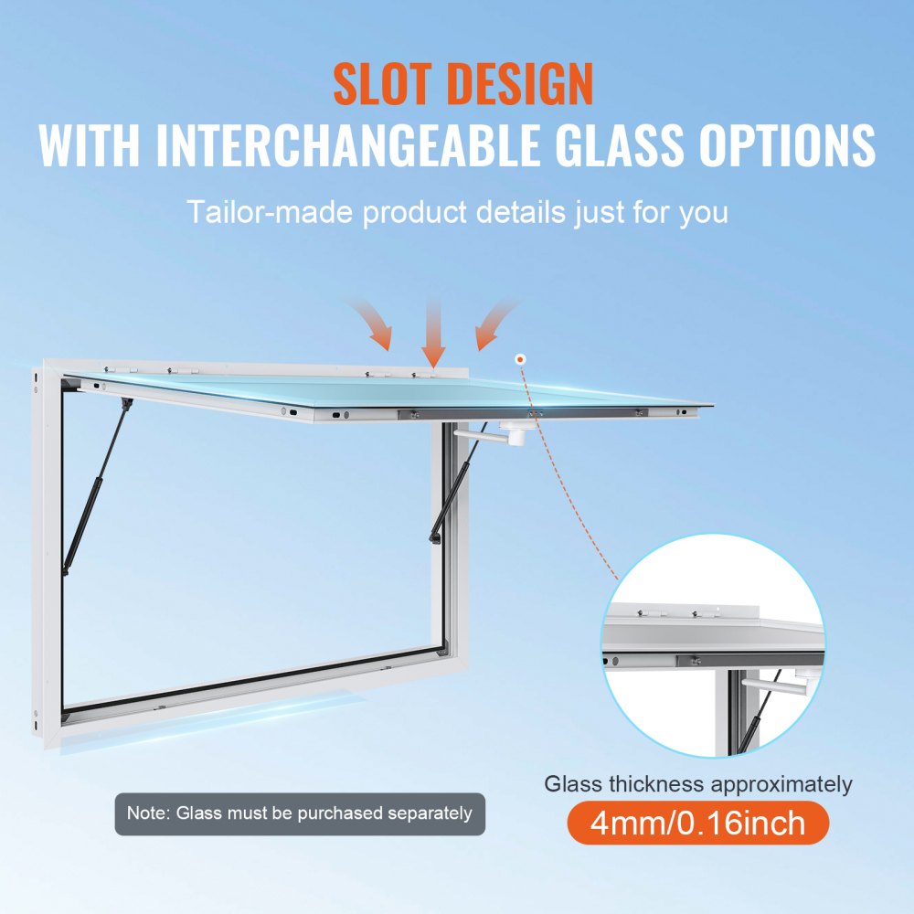 VEVOR Finestra di Servizio per Camion di Cibo, 1552x943 mm, 85 Gradi in Lega di Alluminio con Porta per Tendalino Gancio di Trascinamento, Finestra di Servizio per Rimorchi di Cibo, Vetro non Incluso