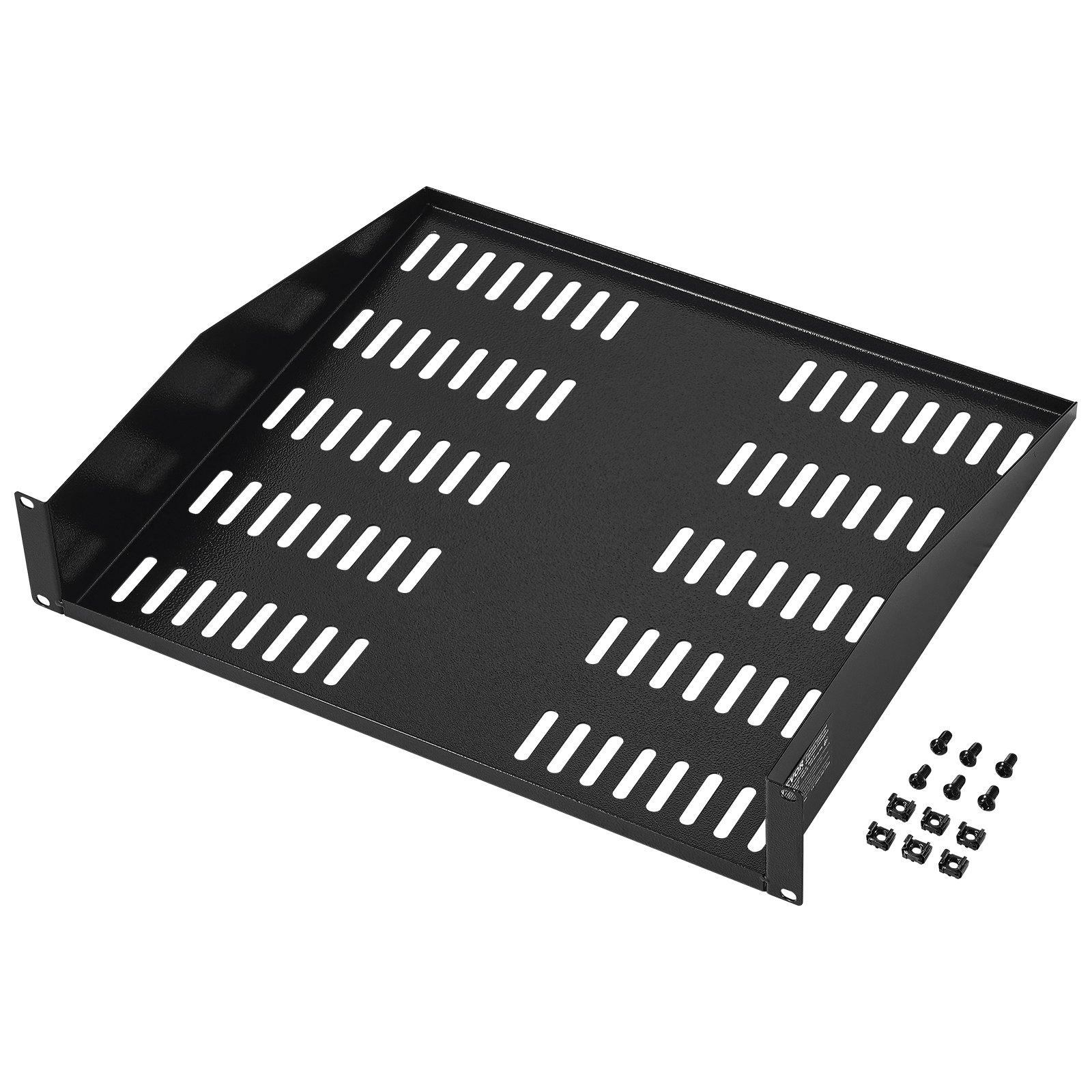 VEVOR Piano per supporto per server 2U, Profondità 406 mm, Carico max. 22,6kg, Piano ventilato per montaggio da parete con vassoio, Piano per circolazione aria per supporto per server di rete