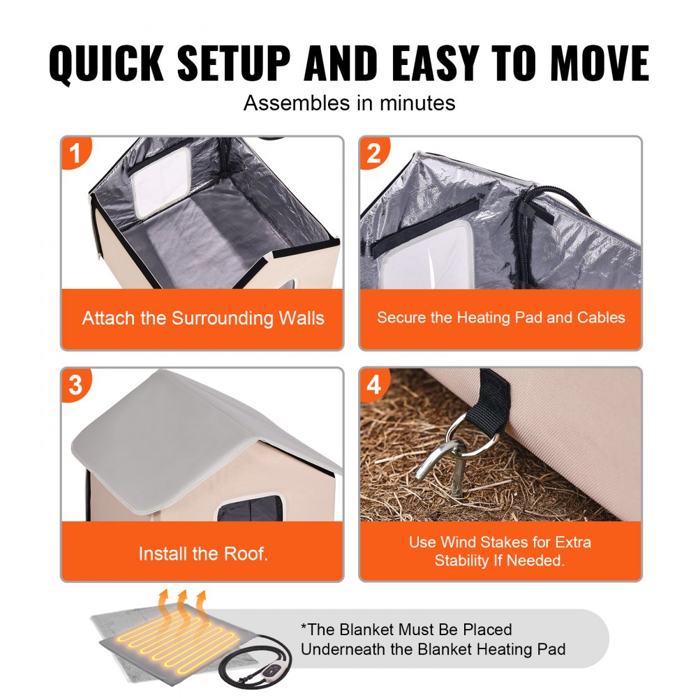 VEVOR Cuccia per Gatti Riscaldata 26-55℃ Rifugio per Gatti da Esterno con Temperatura Regolabile Rifugio per Gatti in Tessuto Oxford 600D con Cuscinetto Riscaldato 45x50 cm, Taglia Media, Marrone