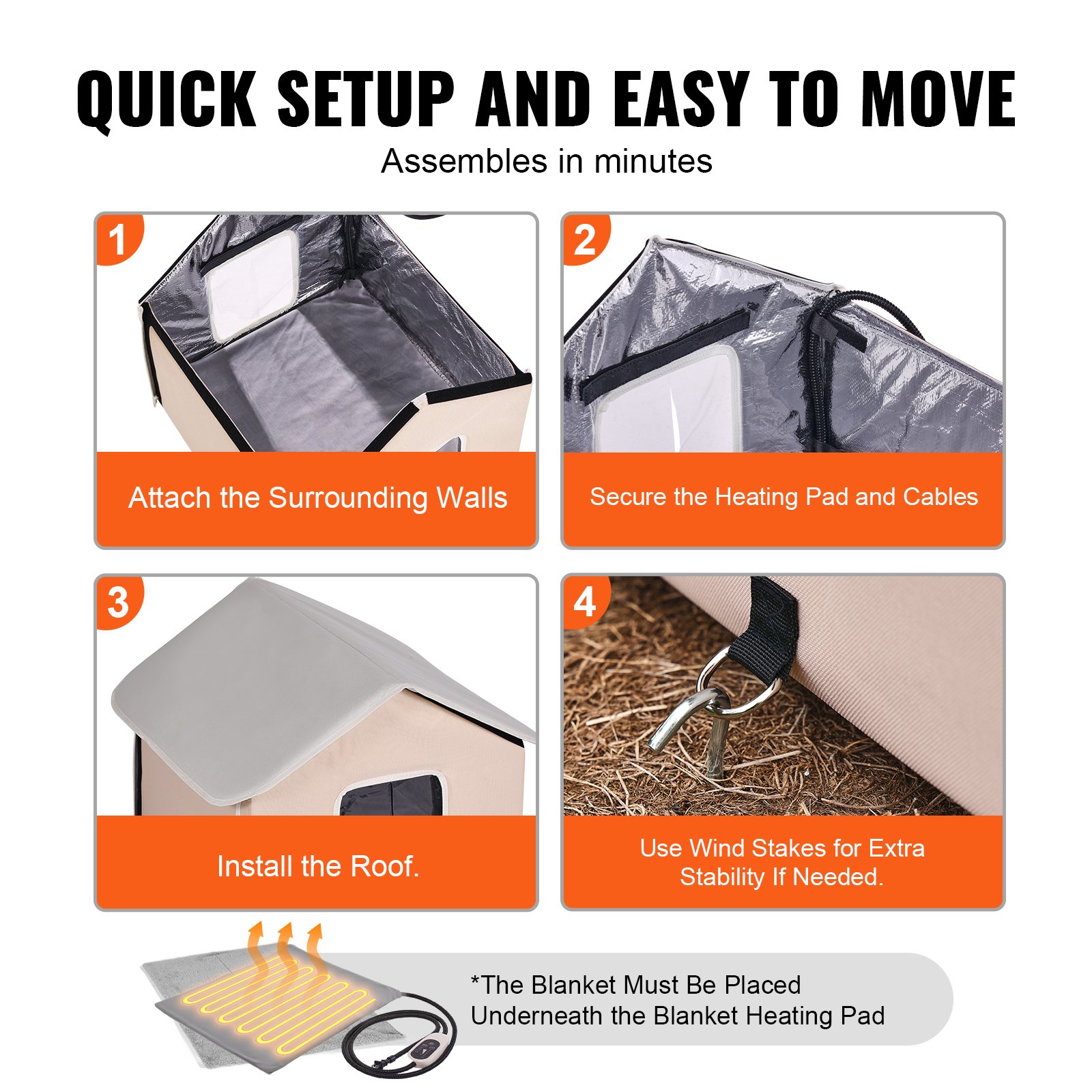 VEVOR Cuccia per Gatti Riscaldata 26-55℃ Rifugio per Gatti da Esterno con Temperatura Regolabile Rifugio per Gatti in Tessuto Oxford 600D con Cuscinetto Riscaldato 45x50 cm, Taglia Media, Marrone