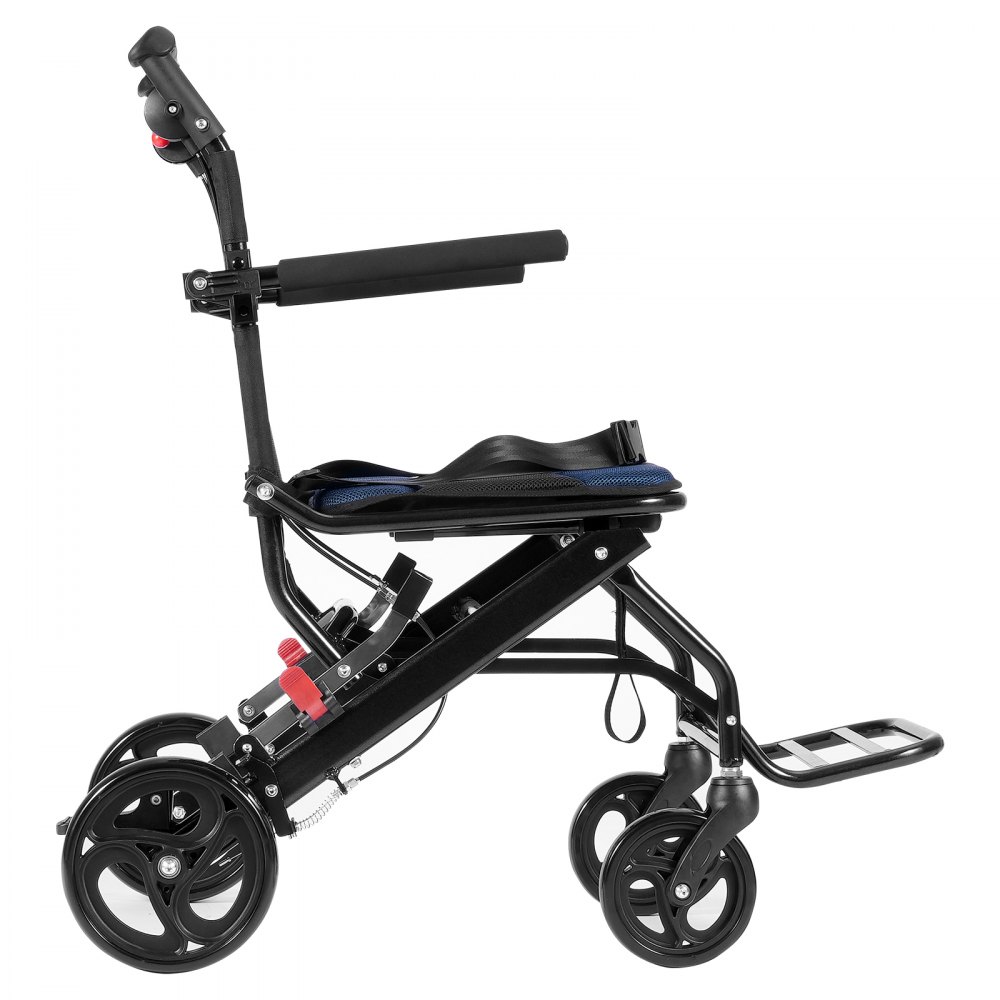 VEVOR Wheelchair, Ultra-Lightweight Aluminum Alloy Transportation Chair for Adults, Foldable Desk-Length Wheelchair with Folding Armrests, Self-Locking Brake, 15.75-Inch Wide Seat, 220 Pound Weight Capacity