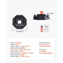 VEVOR Cuscinetti Livellanti Durevole, 4 Pezzi in Gomma Rimorchio, Ognuno con Capacità 2,3 T, Cuscinetto Stabilizzatore con Ampia Superficie Compatibilità del Piede di Supporto 139,7 mm