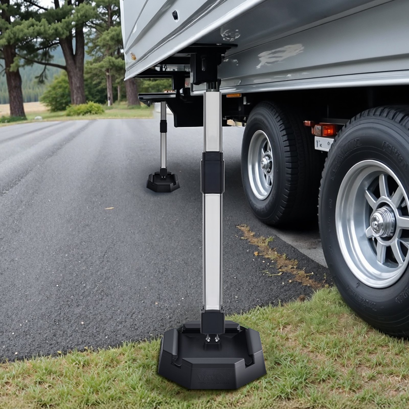 VEVOR Cuscinetti Livellanti Durevole, 4 Pezzi in Gomma Rimorchio, Ognuno con Capacità 2,3 T, Cuscinetto Stabilizzatore con Ampia Superficie Compatibilità del Piede di Supporto 139,7 mm