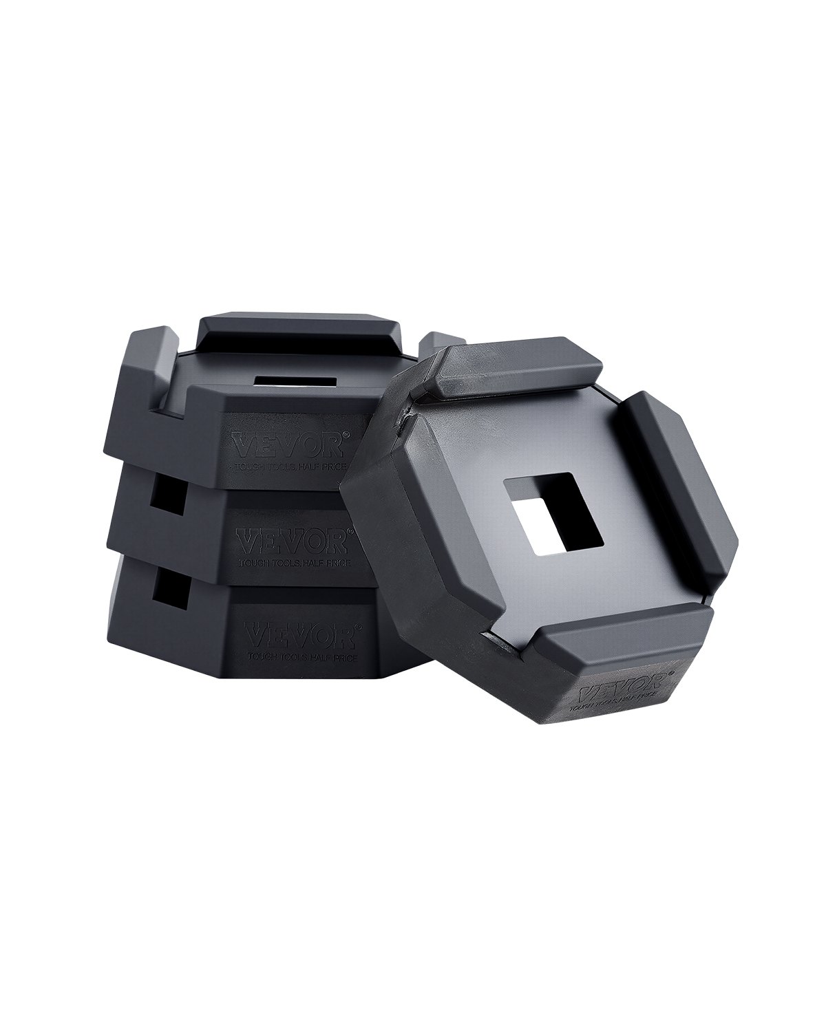 VEVOR Cuscinetti Livellanti Durevole, 4 Pezzi in Gomma Rimorchio, Ognuno con Capacità 2,3 T, Cuscinetto Stabilizzatore con Ampia Superficie Compatibilità del Piede di Supporto 139,7 mm