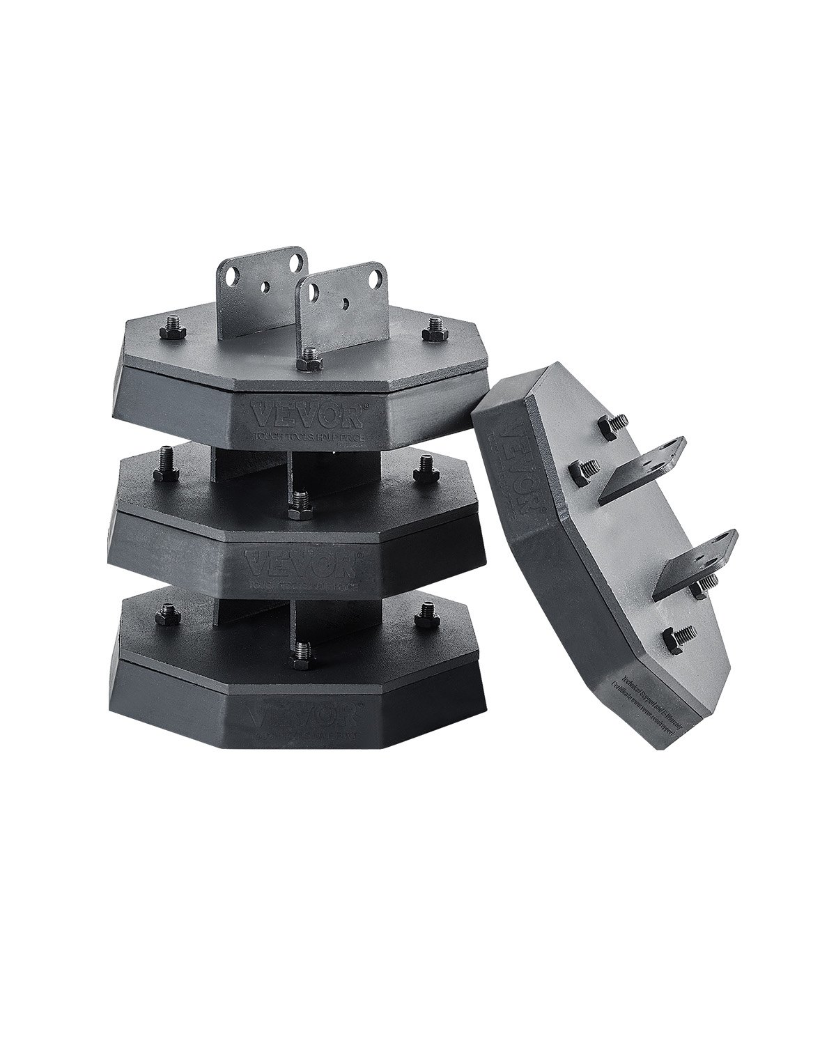 VEVOR Cuscinetti Livellanti Durevole, 4 Pezzi in Gomma Rimorchio, Ognuno con Capacità 2,3 T, Cuscinetto Stabilizzatore con Ampia Superficie Compatibile Piedini a Forbice, 203 x 203 x 76 mm