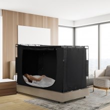 VEVOR Tenda da Letto Traspirante 70% 3 Porte Oscurante Pali in Fibra 9,3 mm