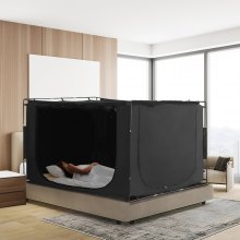 VEVOR Tenda da Letto Traspirante 70% 3 Porte Oscurante Pali in Fibra 10,9 mm