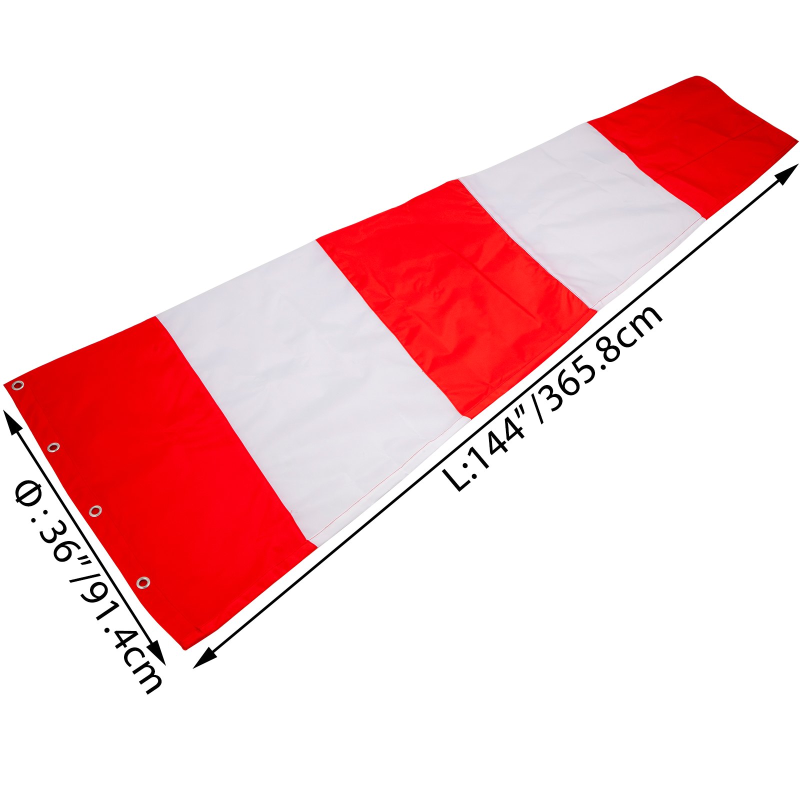 Manica a Vento Calza di Misurazione del Vento 36 x 144 Pollici in Arancio Bianco