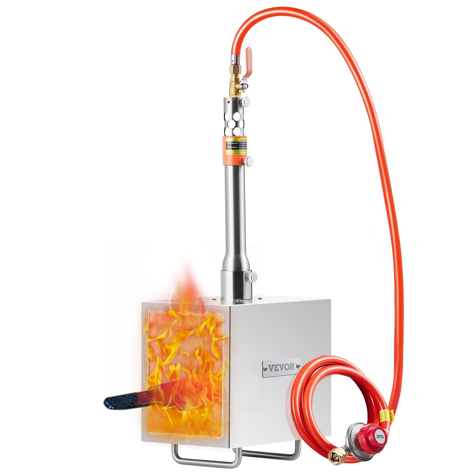 VEVOR Forgia a Gas Propano Bruciatore Quadrato per Coltelli Metalli Attrezzature per Forgiatura, Forgia a Gas Propano in Acciaio Inox 1 Bruciatore Portabile, Forgia a Gas per Coltelli Max. 1427℃