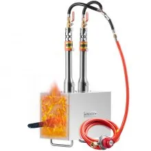 VEVOR Forgia a Gas Propano Bruciatore Quadrato per Coltelli Metalli Attrezzature per Forgiatura, Forgia a Gas Propano in Acciaio Inox 2 Bruciatori Portabile, Forgia a Gas per Coltelli Max. 1427℃